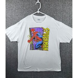Marvel‎ Spiderman White T-Shirt Mens XL Comic Book Graphic Print